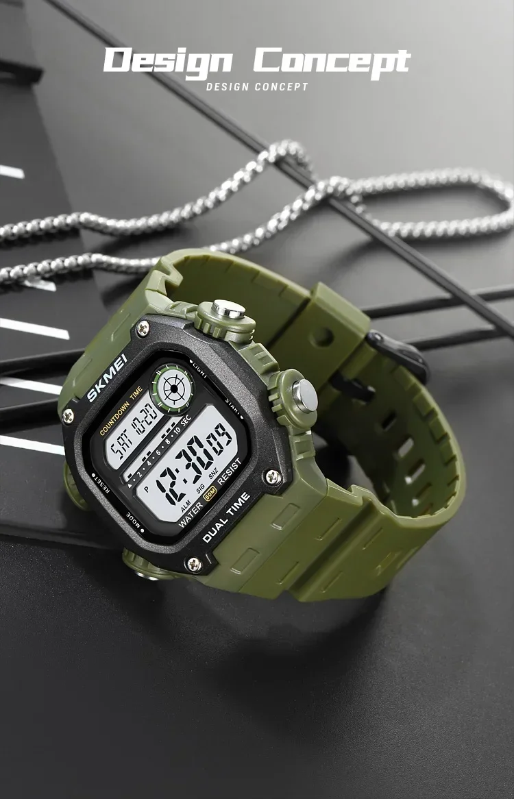 SKMEI 2126 Sports Watches for Men Waterproof Stopwatch Alarm LED Display Digital Countdown Mens Wristwatch Clock Montre Homme