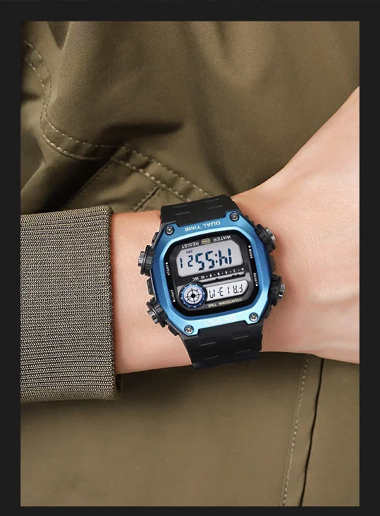 SKMEI 2126 Sports Watches for Men Waterproof Stopwatch Alarm LED Display Digital Countdown Mens Wristwatch Clock Montre Homme