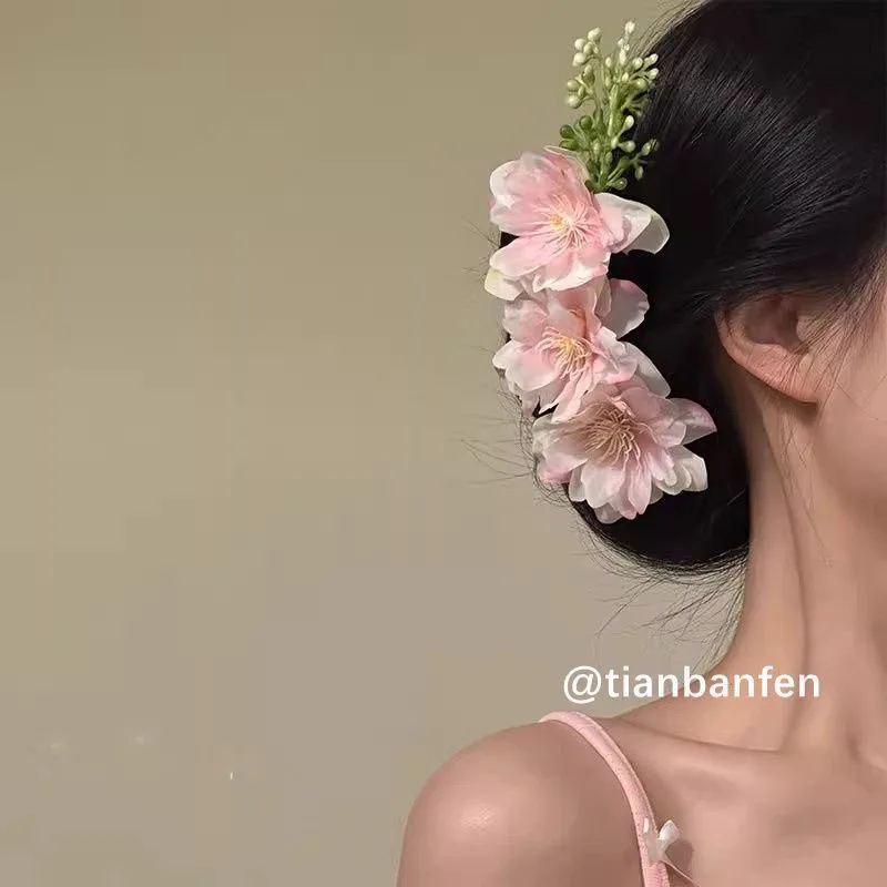 Sweet Brides Wedding Flower Hair Comb Women Yellow pink Flower Hairpin Bridesmaid Headdress Hair Combs Girls Floral Hairclip