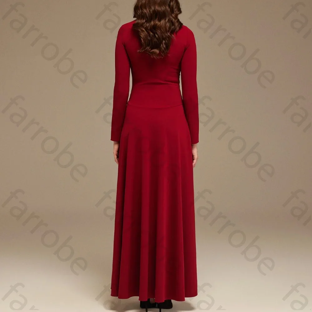 Customize Long-Sleeve Draped Maxi Dress with Asymmetric Hem A-Line Evening Dresses Exquisite High Quality Prom Party Gowns Women