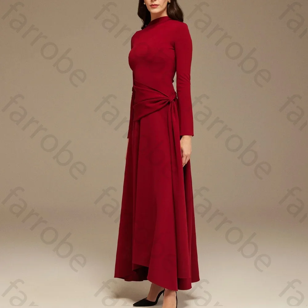 Customize Long-Sleeve Draped Maxi Dress with Asymmetric Hem A-Line Evening Dresses Exquisite High Quality Prom Party Gowns Women