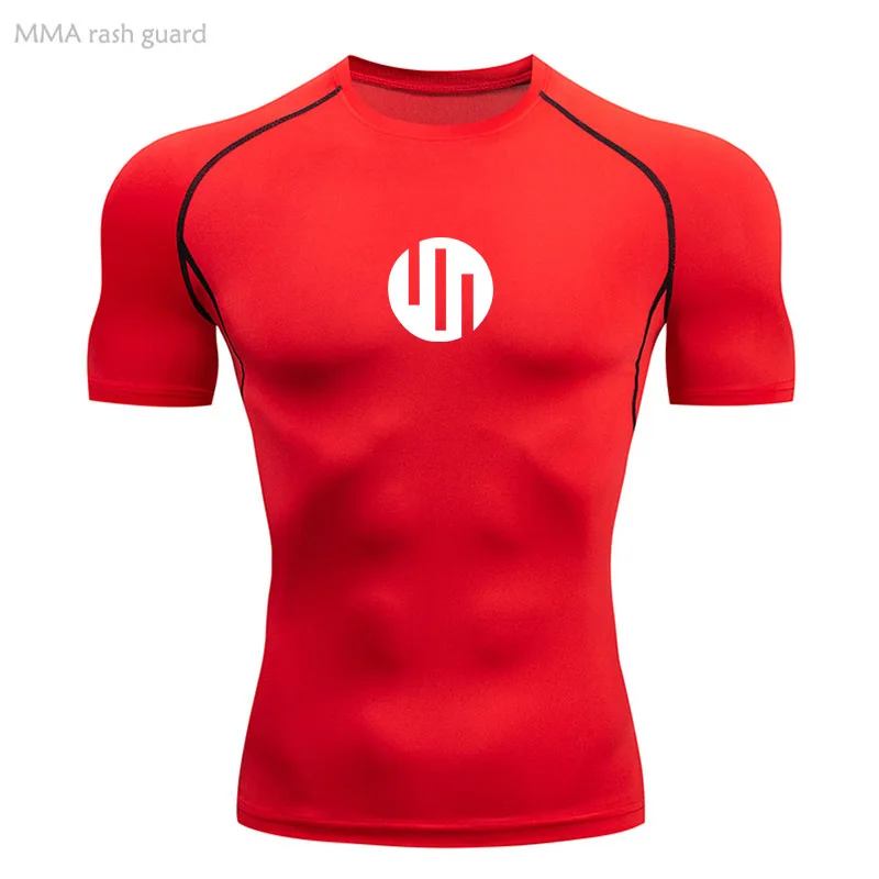 Men's T-shirt Fitness Compression Shirt Quick Dry Short Sleeve Gym Muscle Shirt Breathable White Black Sun protection Sportswear