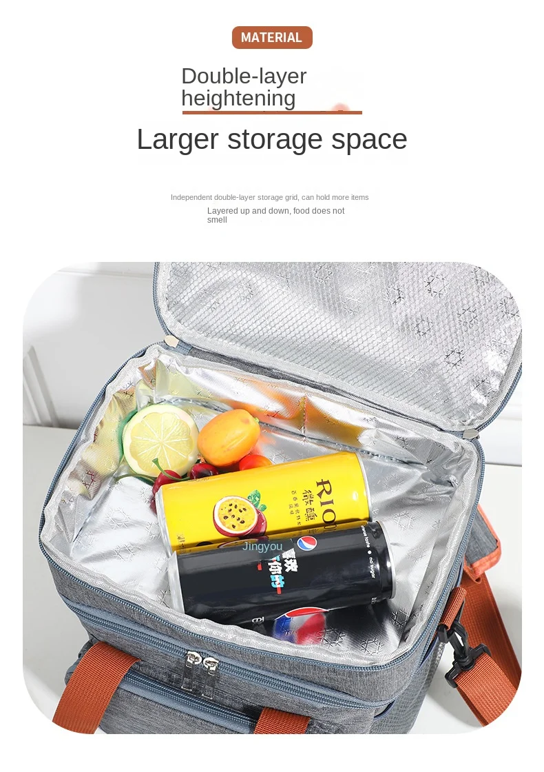 1PC Double Layer Lunch Bag Large Capacity Thermal Insulation Lunch Bags Leakproof Cooler Tote For Men Women Work Picnic School