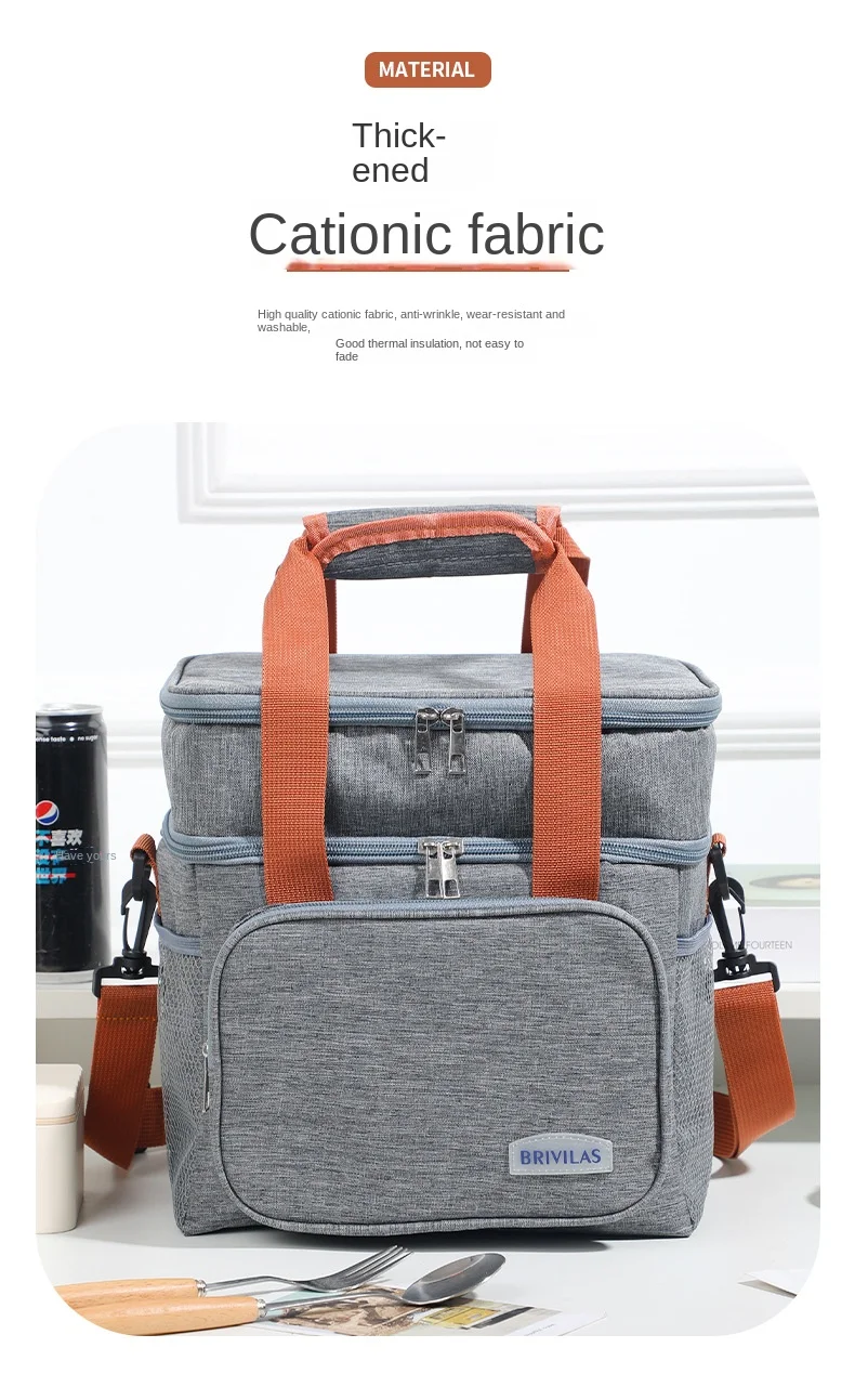1PC Double Layer Lunch Bag Large Capacity Thermal Insulation Lunch Bags Leakproof Cooler Tote For Men Women Work Picnic School