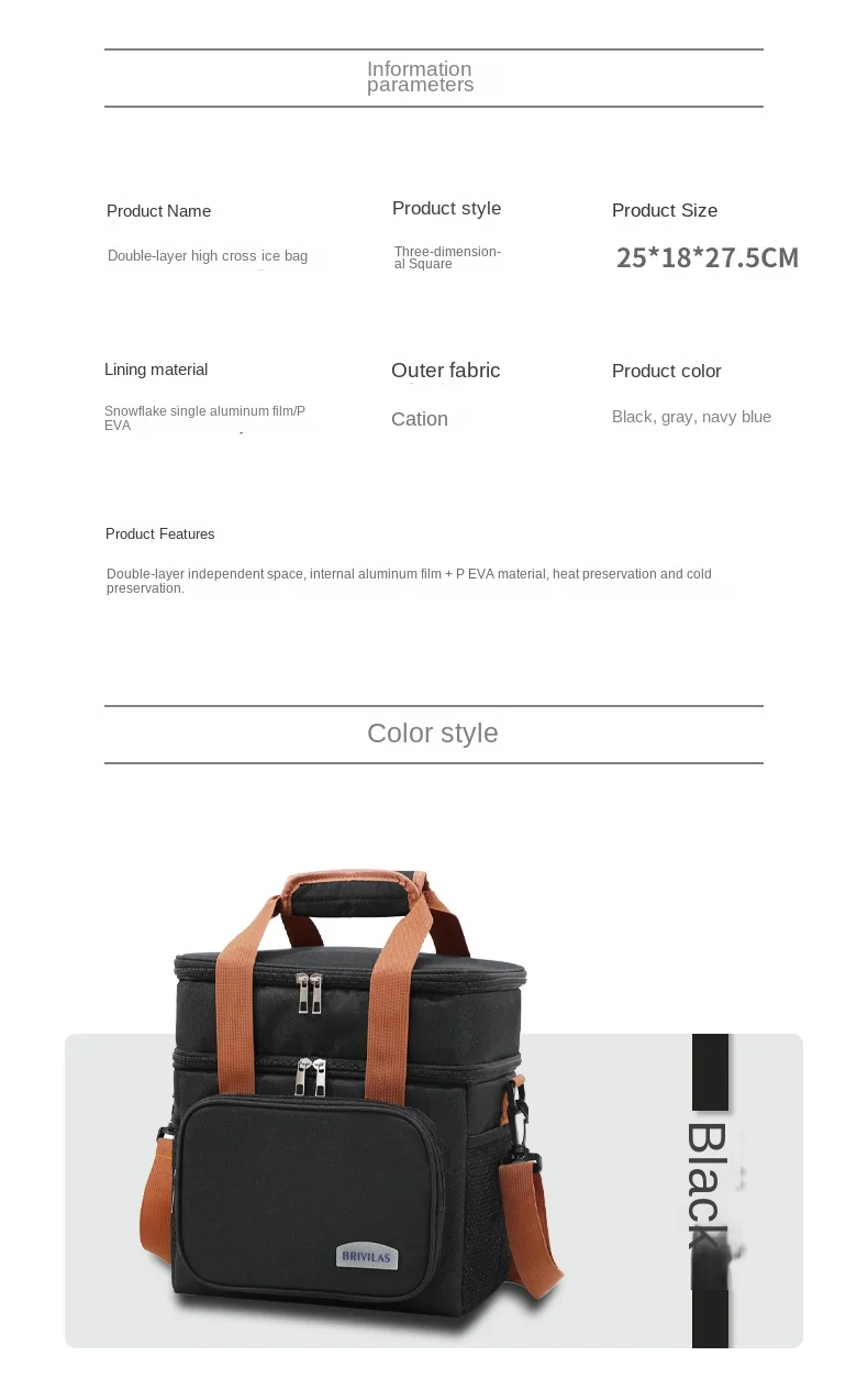 1PC Double Layer Lunch Bag Large Capacity Thermal Insulation Lunch Bags Leakproof Cooler Tote For Men Women Work Picnic School