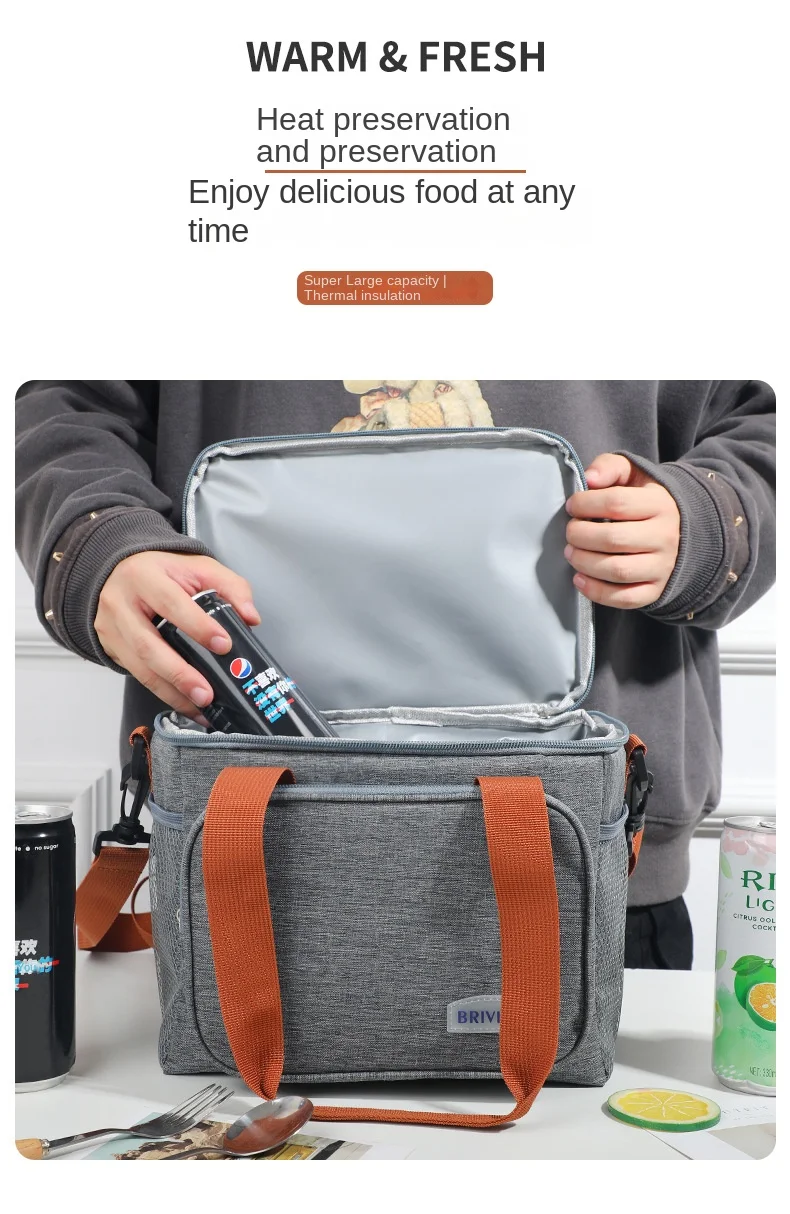 1PC Double Layer Lunch Bag Large Capacity Thermal Insulation Lunch Bags Leakproof Cooler Tote For Men Women Work Picnic School