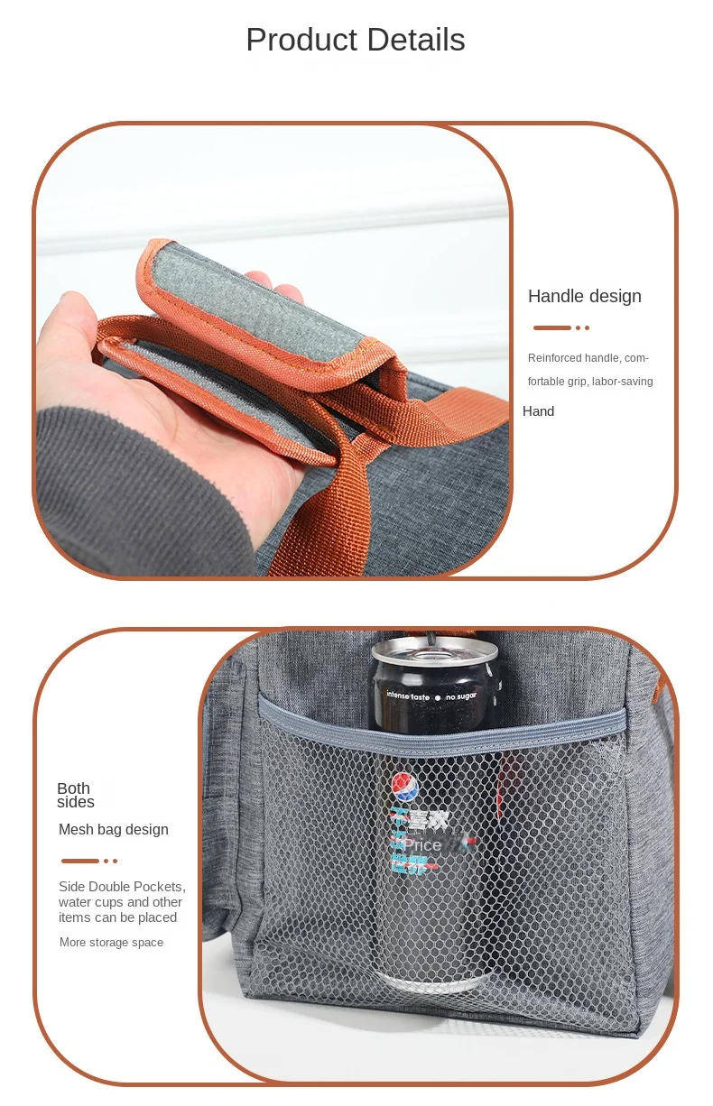1PC Double Layer Lunch Bag Large Capacity Thermal Insulation Lunch Bags Leakproof Cooler Tote For Men Women Work Picnic School