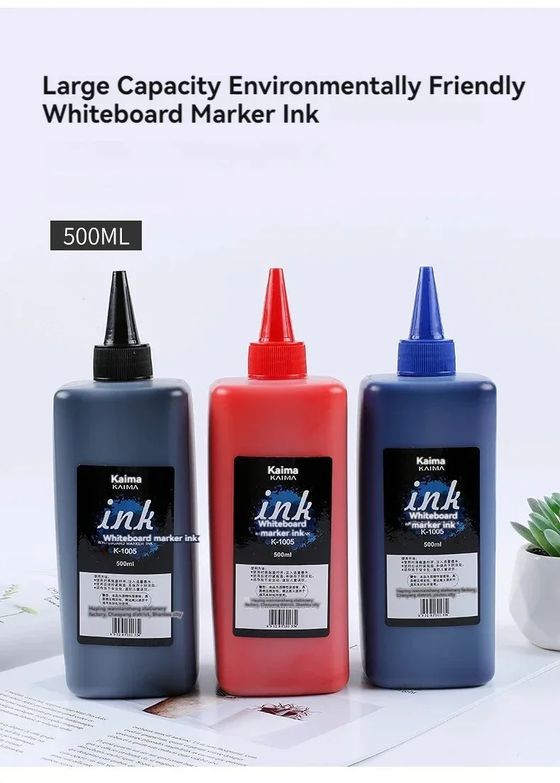 500ML Large Bottle Ink Whiteboard Marker Ink Refillable Teaching Erasable Whiteboard Marker Refill Liquid Waterproof