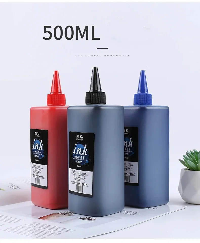 500ML Large Bottle Ink Whiteboard Marker Ink Refillable Teaching Erasable Whiteboard Marker Refill Liquid Waterproof