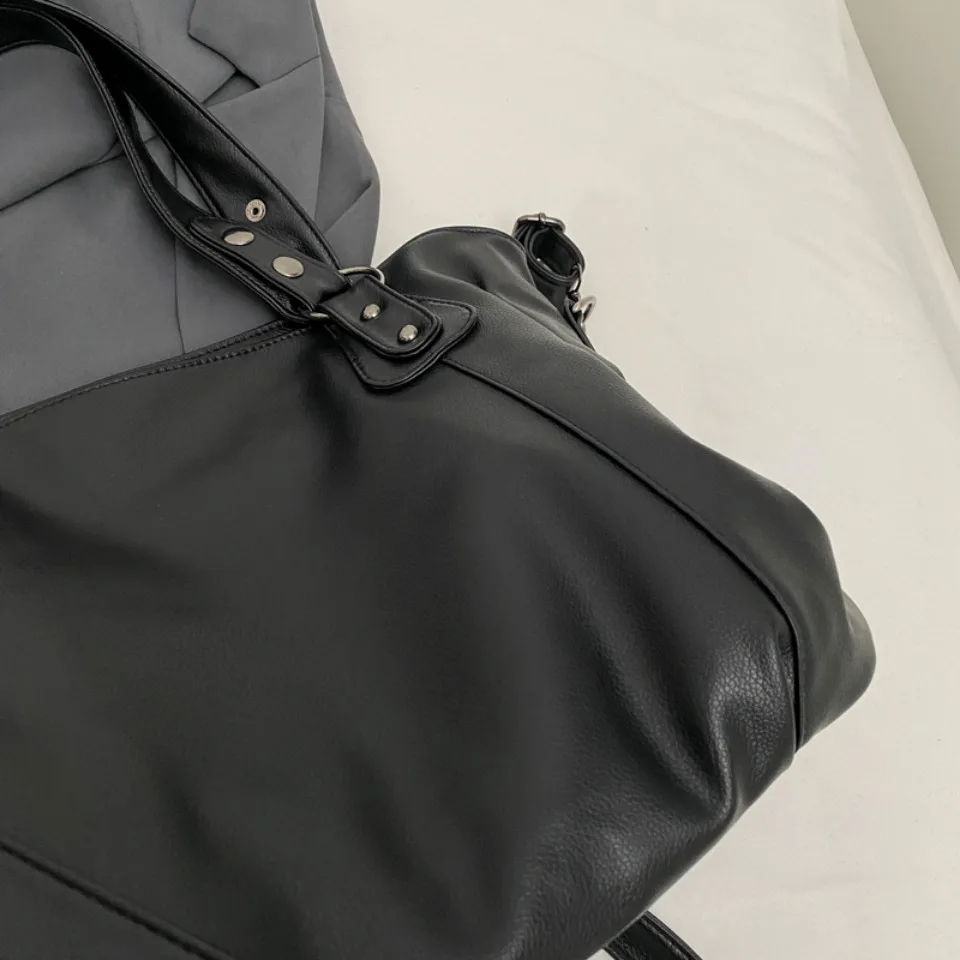Women's Large Capacity Shoulder Casual Tote Bag Laptop Roomy Handbag Soft Leather Crossbody Business Black Big Bag A4 Sac A Main
