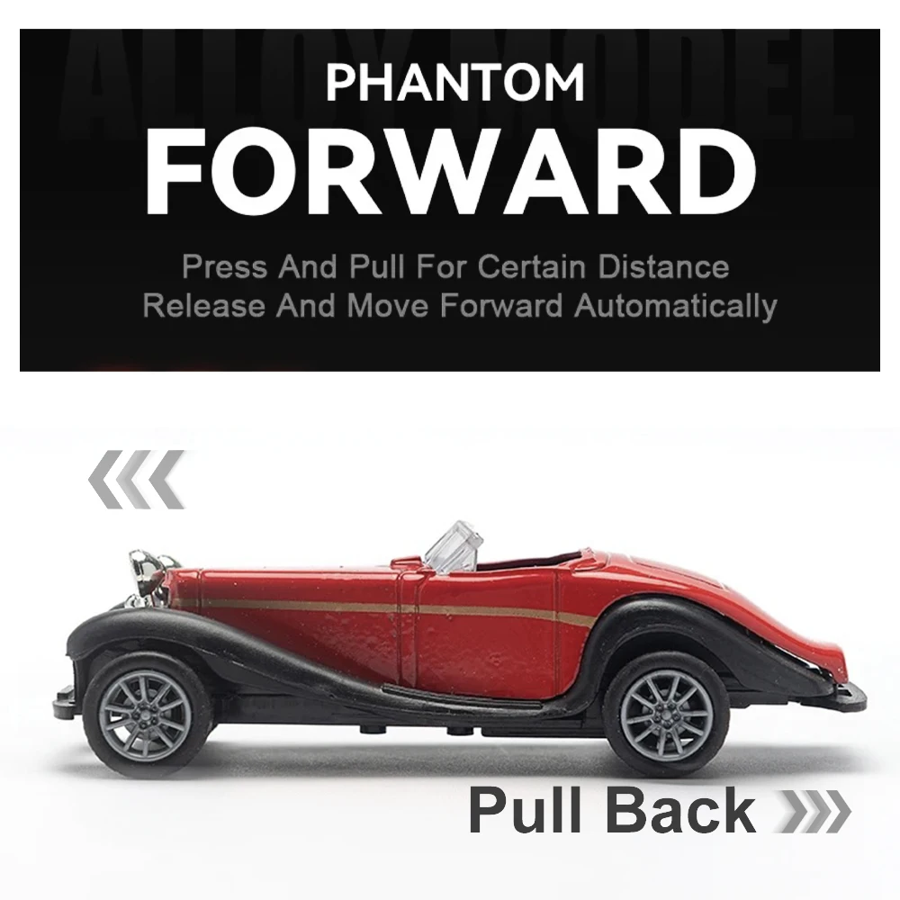 1:43 Alloy Vintage Diecast Car Model Car Classic Benzs 500K Pull Back Car Model Miniature Vehicle Replica Gift For Kids Adults
