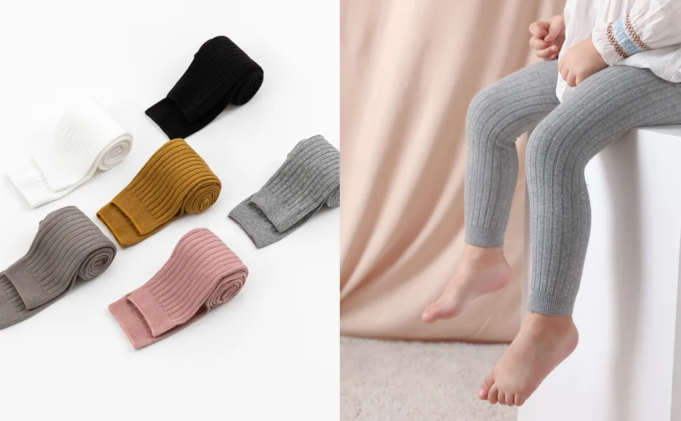 Baby Girl Tights Cable Knit Footless Leggings Stockings Solid Cotton Pantyhose for Infant Toddler 0-6T