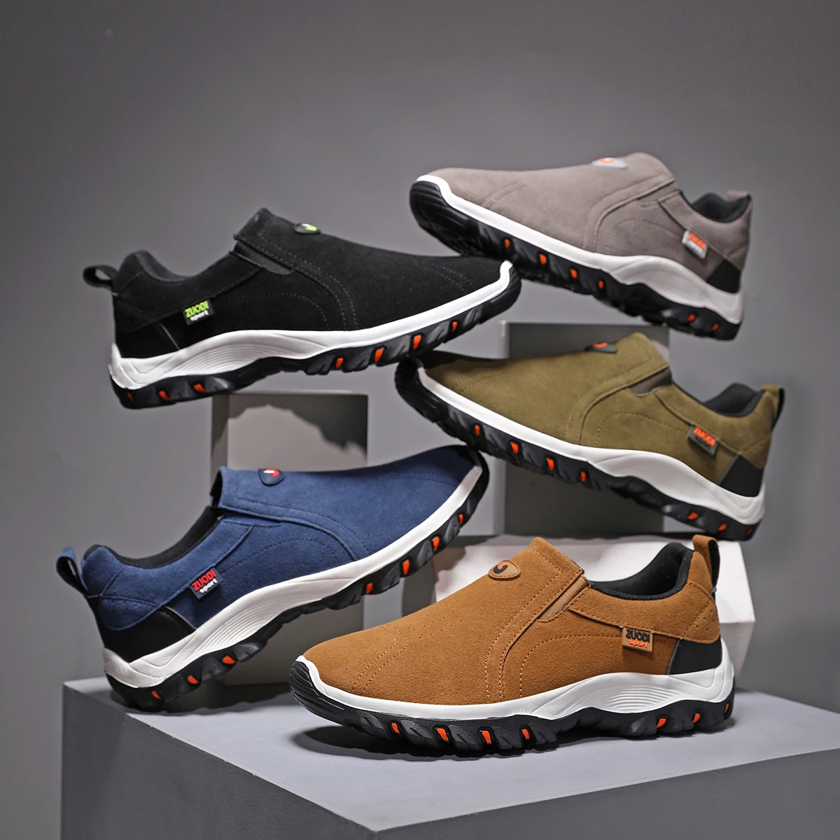 New Men's Casual Sports Shoes PU Leather Mountaineering Travel Shoes Men's Outdoor Lightweight And Comfortable Walking Shoes