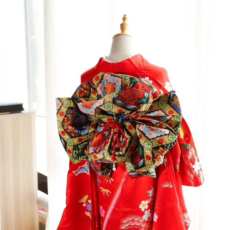 Big Flower Knot Women Japanese Style Kimono Obi Yukata Accessories Creative Big Bow Tie Girdle Cosplay Dress Waistband
