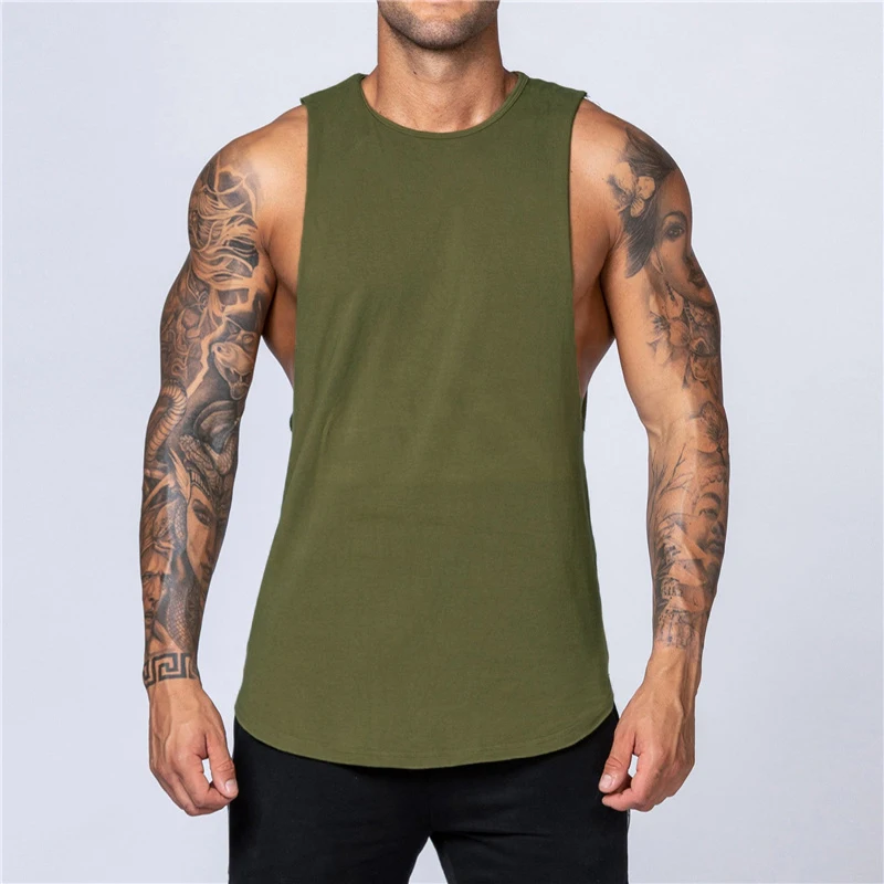 Men's Gym Clothing Summer Fitness Cotton Tank Top Men Jogging Bodybuilding Sleeveless Shirt Breathable O-Neck Casual Muscle Vest