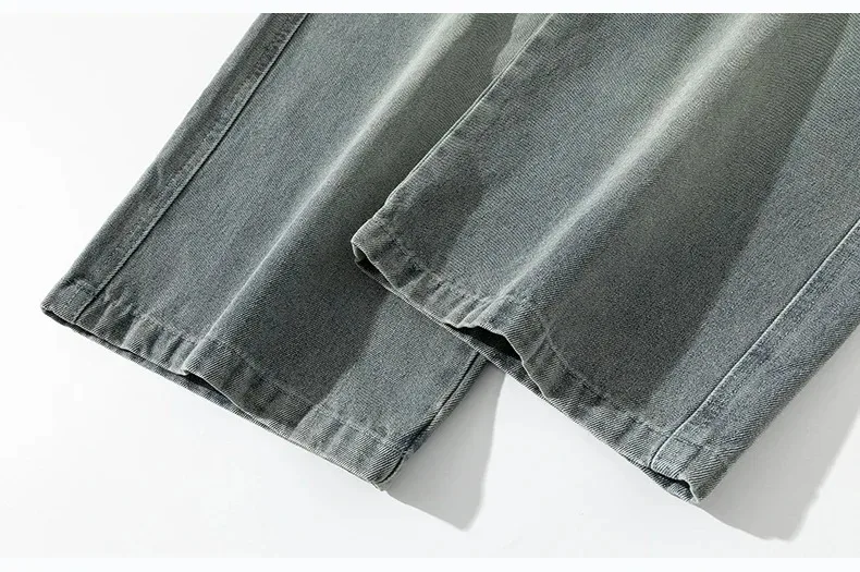 8XL Jeans New Wide Leg Washing Pants Men Trousers Neutral Solid Color Loose Casual Korean Fashion Pocket Plus Size Cargo Pant