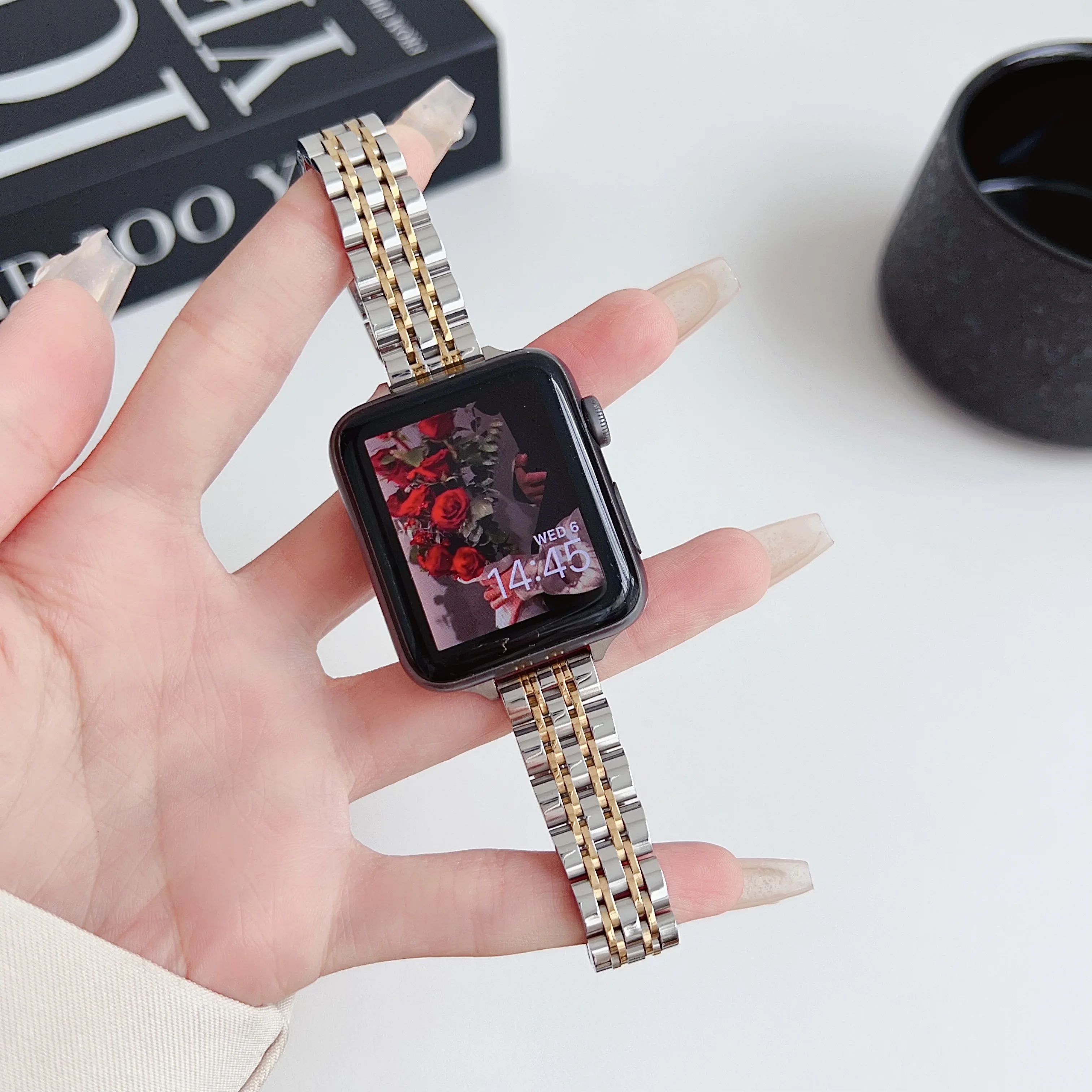 Slim Stainless Steel Strap for Apple Watch Ultra 49mm Compatible with Series 9 8 76 SE 543Metal Bracelet 38/42mm 40/44mm 41/45mm