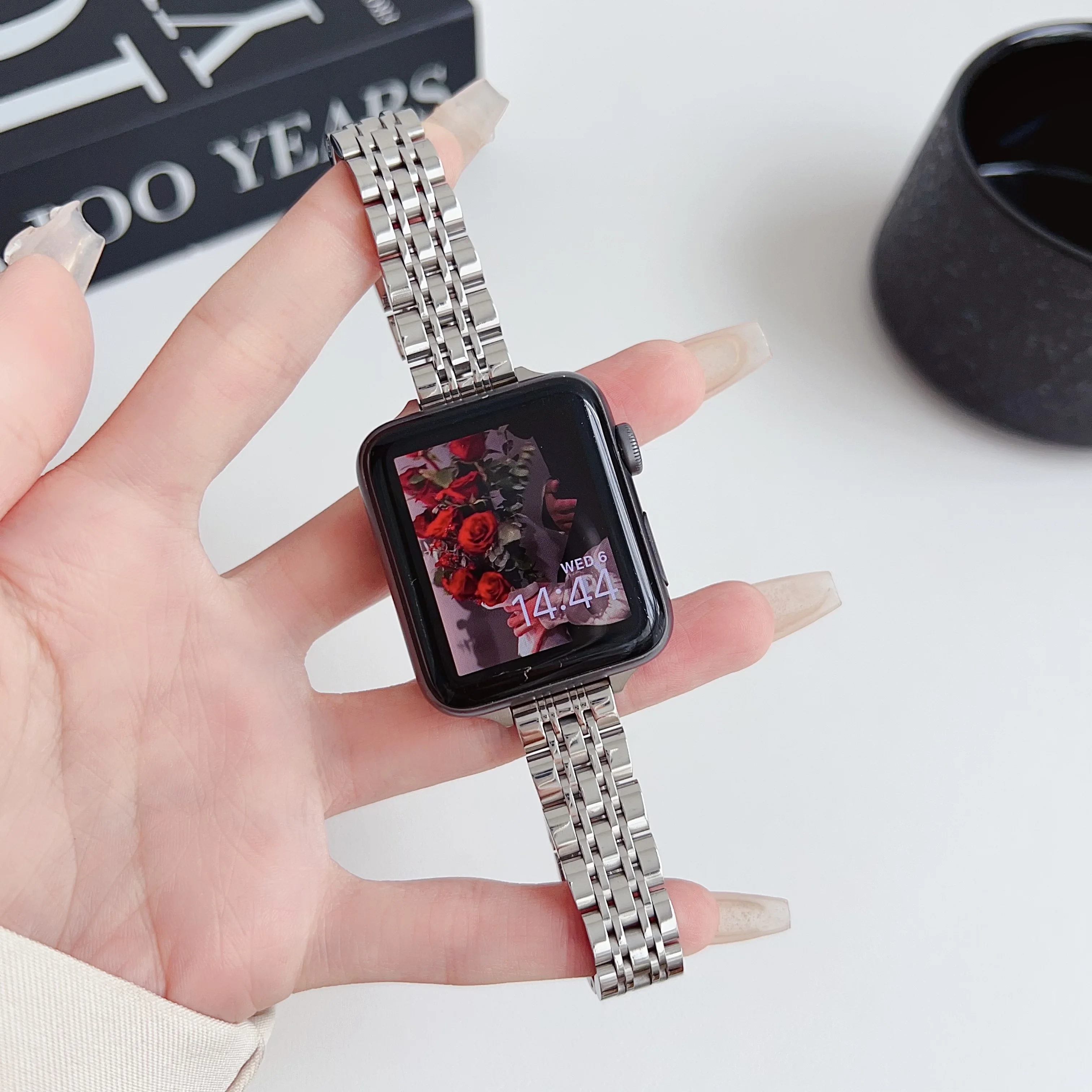Slim Stainless Steel Strap for Apple Watch Ultra 49mm Compatible with Series 9 8 76 SE 543Metal Bracelet 38/42mm 40/44mm 41/45mm