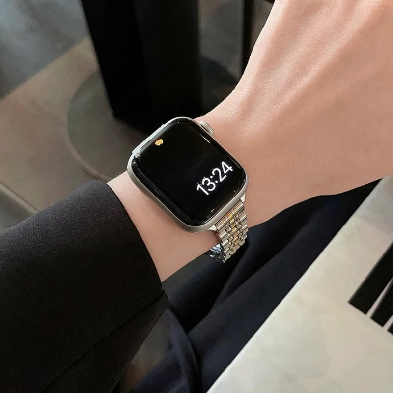 Slim Stainless Steel Strap for Apple Watch Ultra 49mm Compatible with Series 9 8 76 SE 543Metal Bracelet 38/42mm 40/44mm 41/45mm