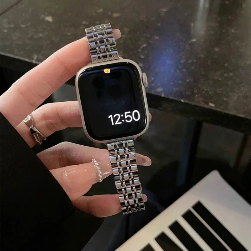 Slim Stainless Steel Strap for Apple Watch Ultra 49mm Compatible with Series 9 8 76 SE 543Metal Bracelet 38/42mm 40/44mm 41/45mm