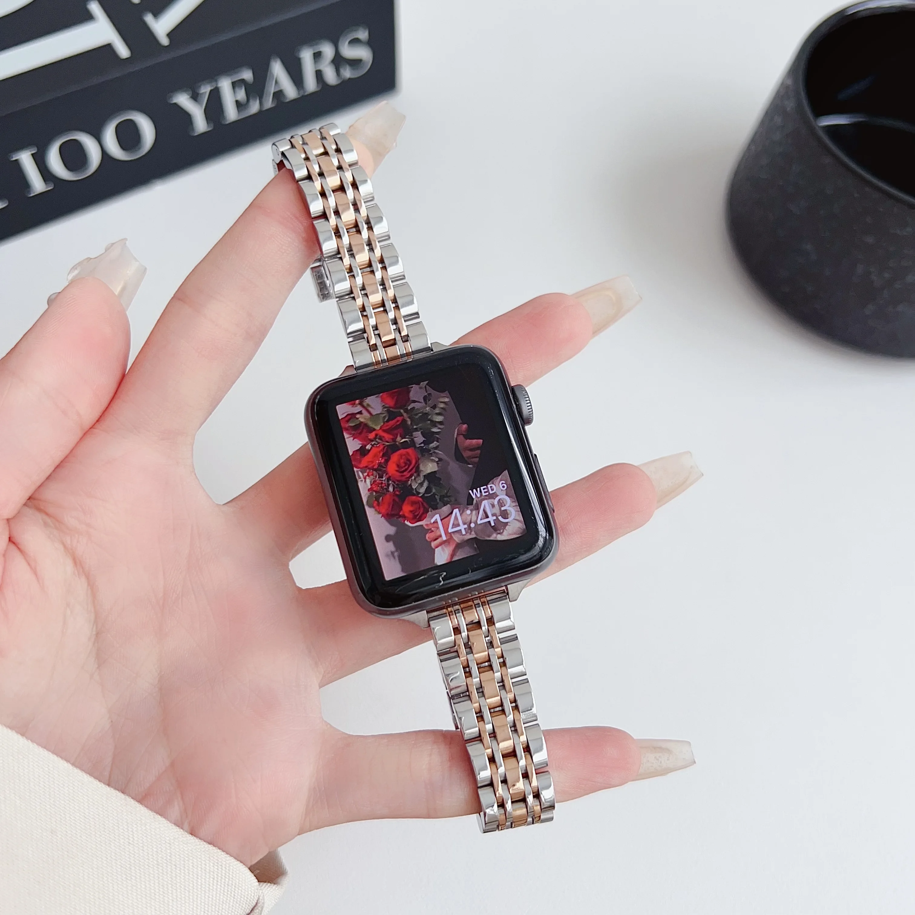 Slim Stainless Steel Strap for Apple Watch Ultra 49mm Compatible with Series 9 8 76 SE 543Metal Bracelet 38/42mm 40/44mm 41/45mm