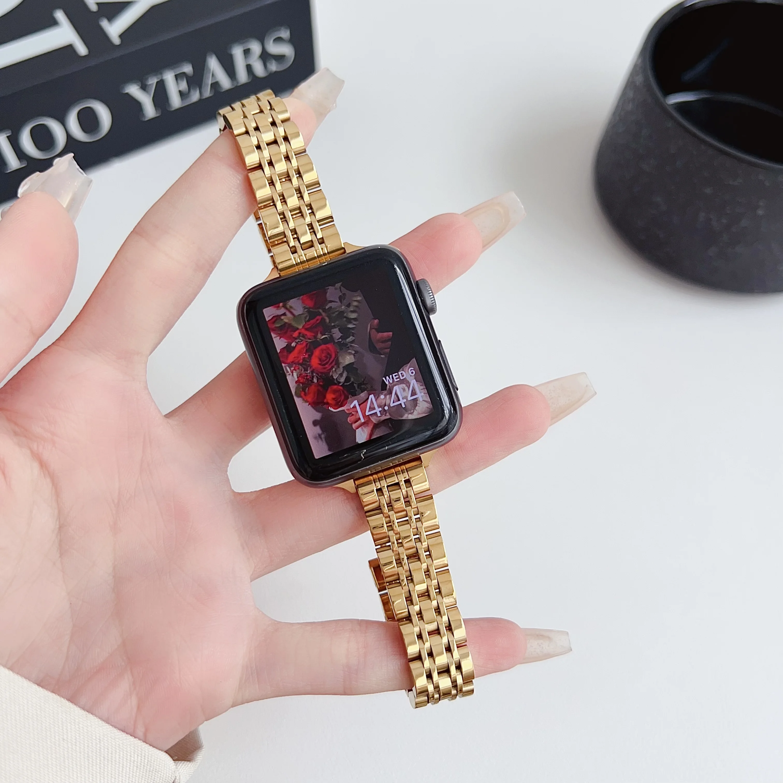 Slim Stainless Steel Strap for Apple Watch Ultra 49mm Compatible with Series 9 8 76 SE 543Metal Bracelet 38/42mm 40/44mm 41/45mm