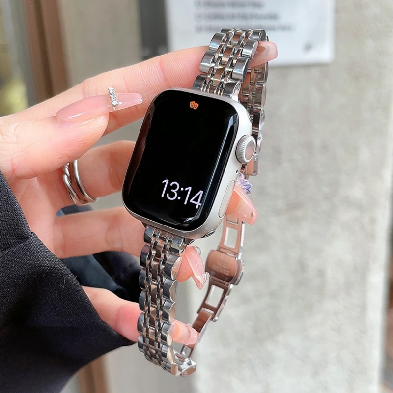 Slim Stainless Steel Strap for Apple Watch Ultra 49mm Compatible with Series 9 8 76 SE 543Metal Bracelet 38/42mm 40/44mm 41/45mm