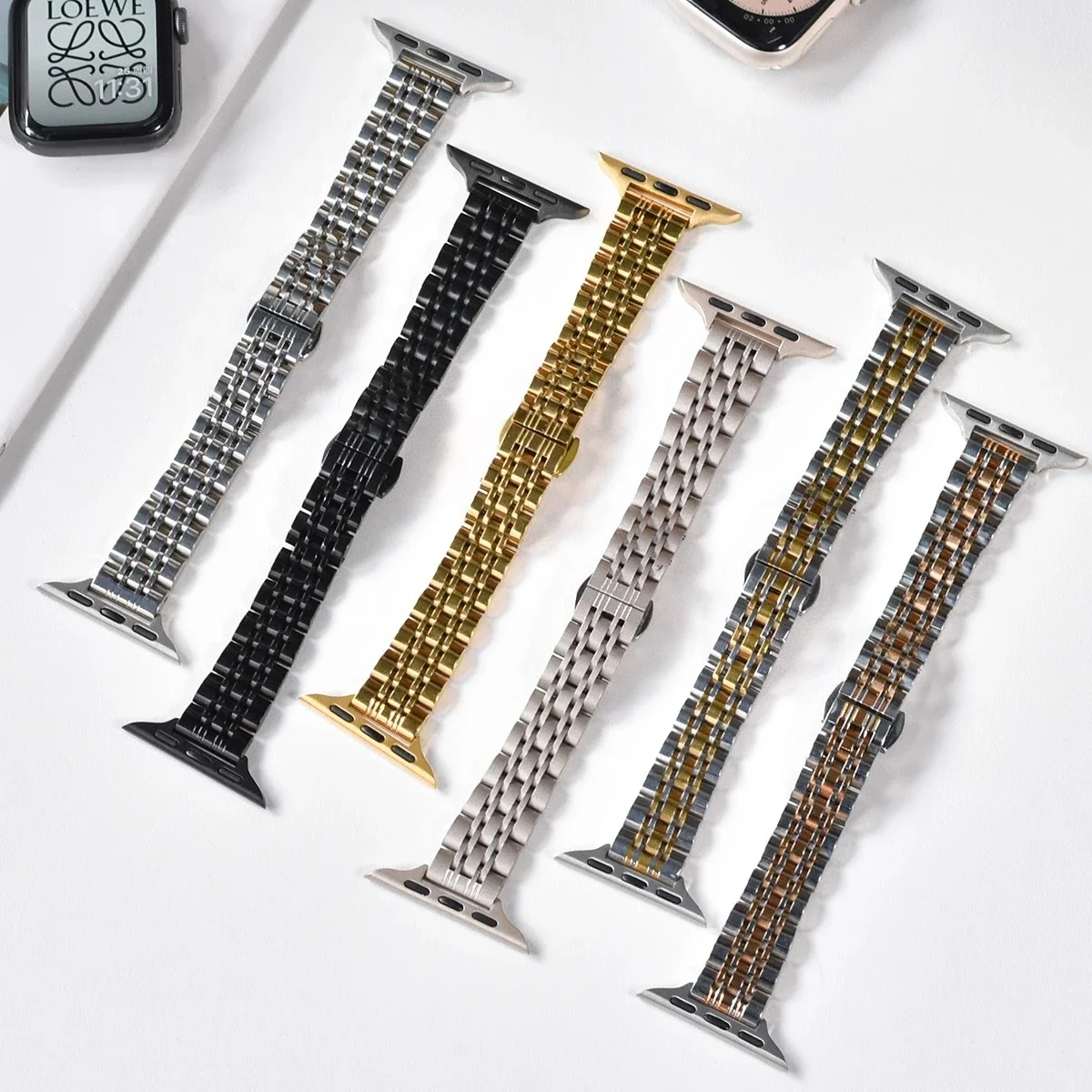 Slim Stainless Steel Strap for Apple Watch Ultra 49mm Compatible with Series 9 8 76 SE 543Metal Bracelet 38/42mm 40/44mm 41/45mm