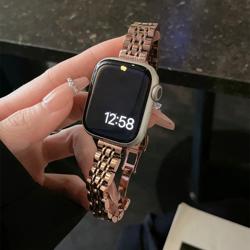 Slim Stainless Steel Strap for Apple Watch Ultra 49mm Compatible with Series 9 8 76 SE 543Metal Bracelet 38/42mm 40/44mm 41/45mm