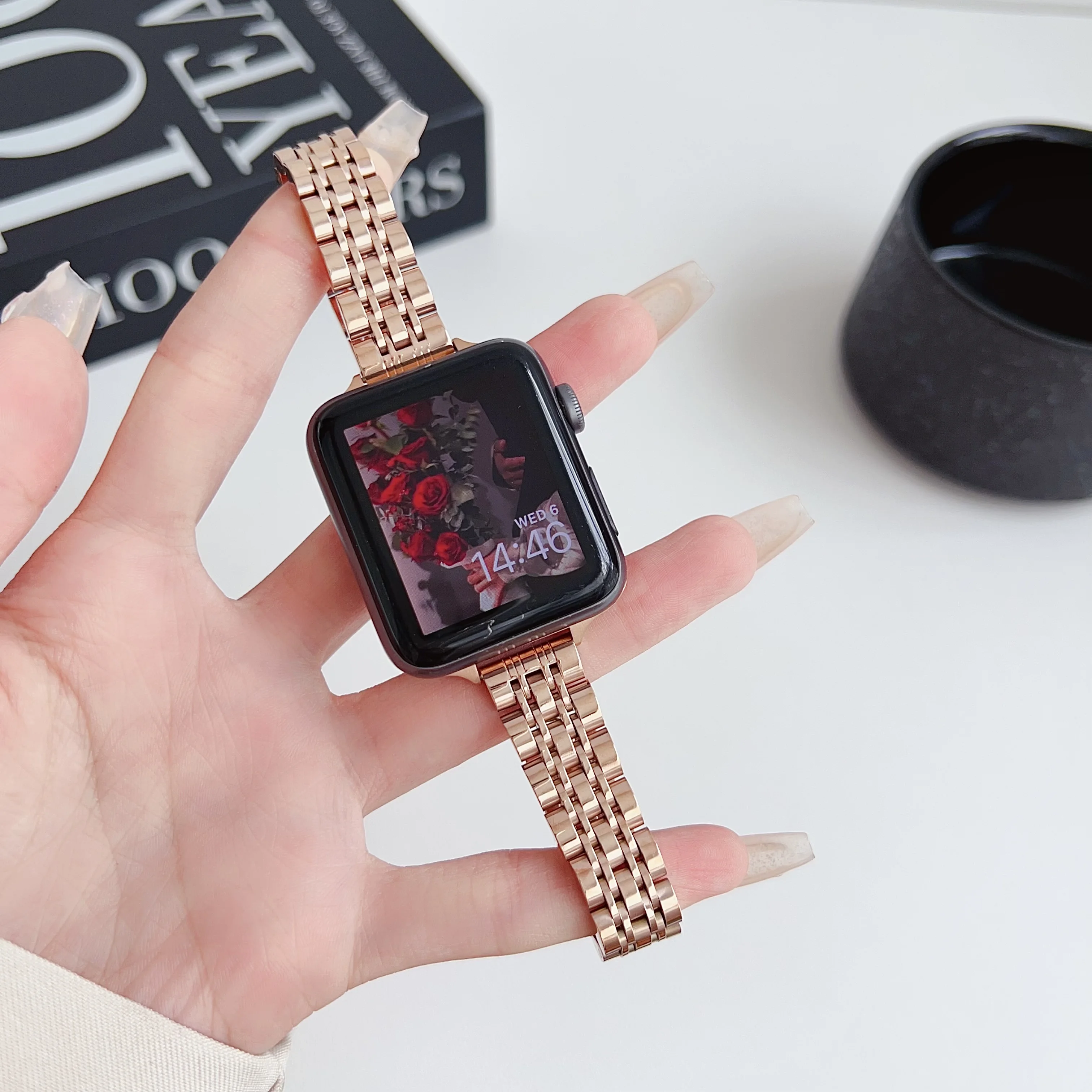 Slim Stainless Steel Strap for Apple Watch Ultra 49mm Compatible with Series 9 8 76 SE 543Metal Bracelet 38/42mm 40/44mm 41/45mm