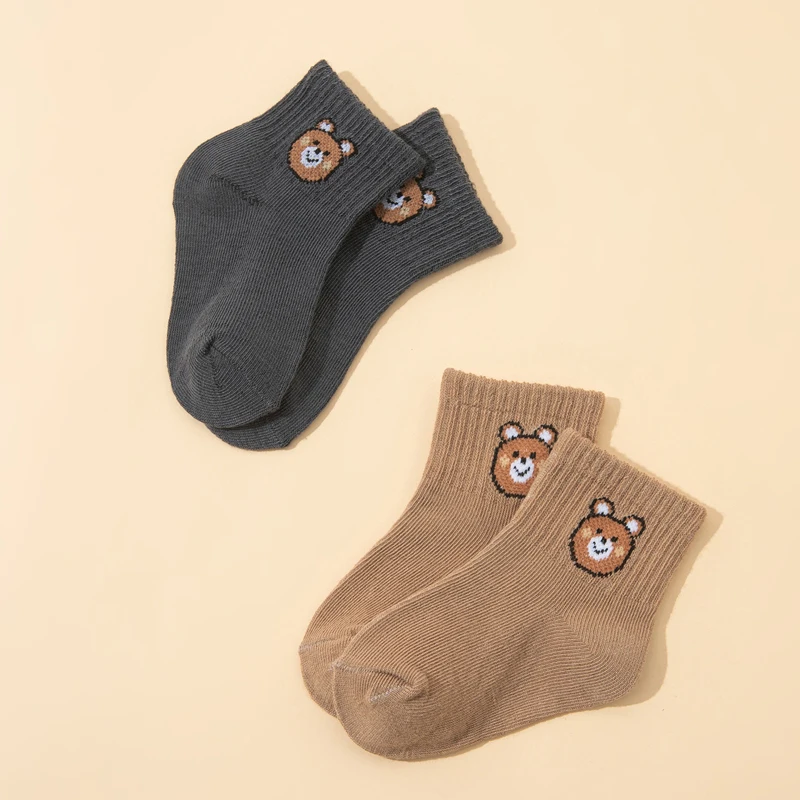 10 Pairs Cute Little Bear Casual Short Elastic Mid-Calf Socks, baby Socks, Boys' Socks, Girls' Socks, Children's Socks