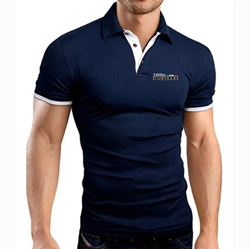 2025 Summer Tanfoglio Logo Print Popular Solid Color Simplicity Short Sleeve Mens Quick Drying Casual Cotton Handsome Polo Shirt