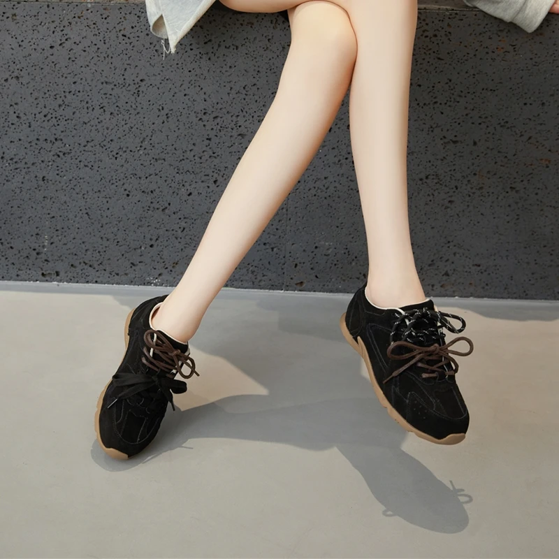 AIYUQI Women's Sneakers 2026 New Non-slip German Training Shoes For Women Flat Large-size Genuine Leather Running Female Shoes