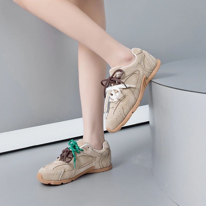 AIYUQI Women's Sneakers 2026 New Non-slip German Training Shoes For Women Flat Large-size Genuine Leather Running Female Shoes