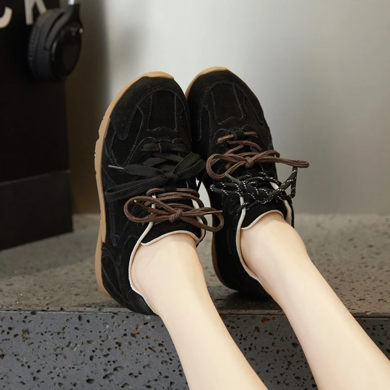 AIYUQI Women's Sneakers 2026 New Non-slip German Training Shoes For Women Flat Large-size Genuine Leather Running Female Shoes
