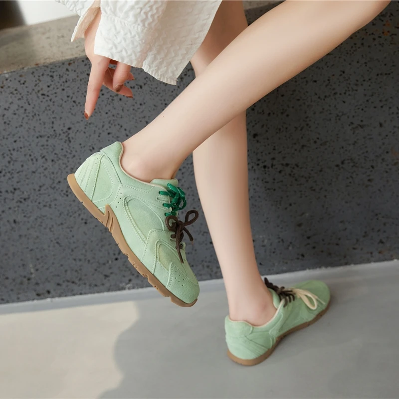 AIYUQI Women's Sneakers 2026 New Non-slip German Training Shoes For Women Flat Large-size Genuine Leather Running Female Shoes