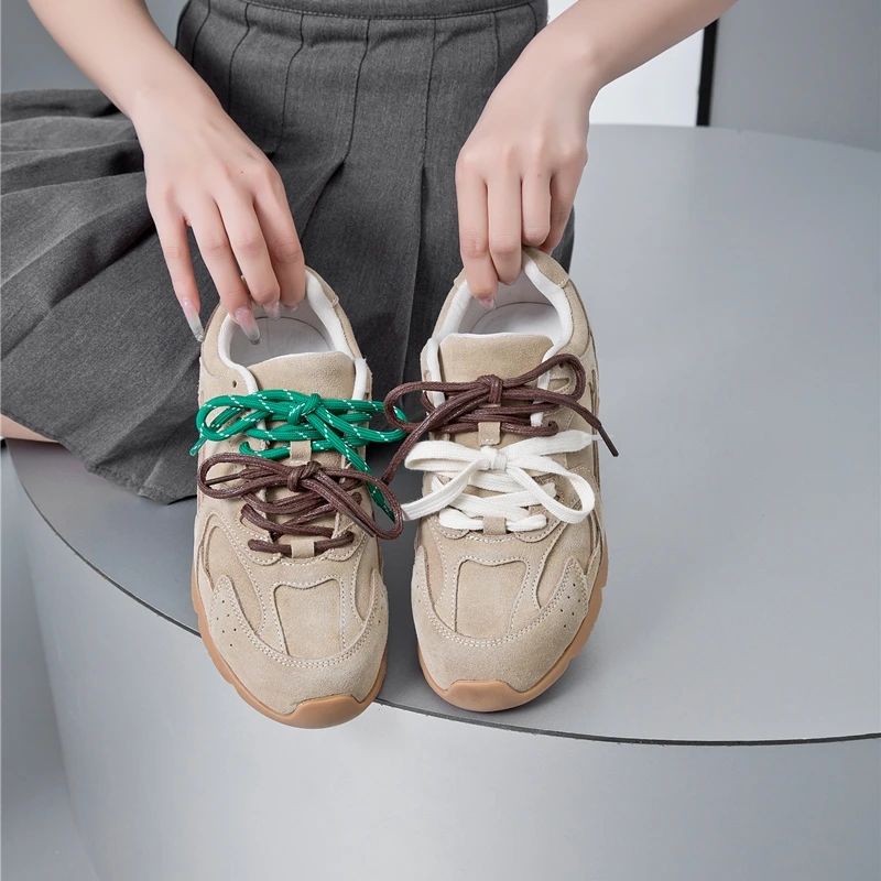 AIYUQI Women's Sneakers 2026 New Non-slip German Training Shoes For Women Flat Large-size Genuine Leather Running Female Shoes