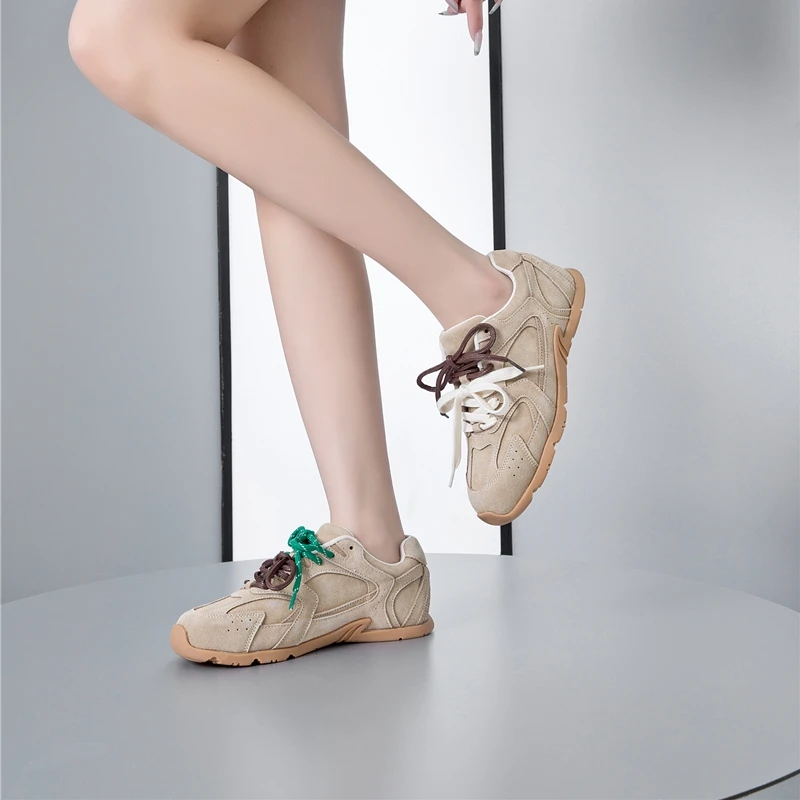 AIYUQI Women's Sneakers 2026 New Non-slip German Training Shoes For Women Flat Large-size Genuine Leather Running Female Shoes