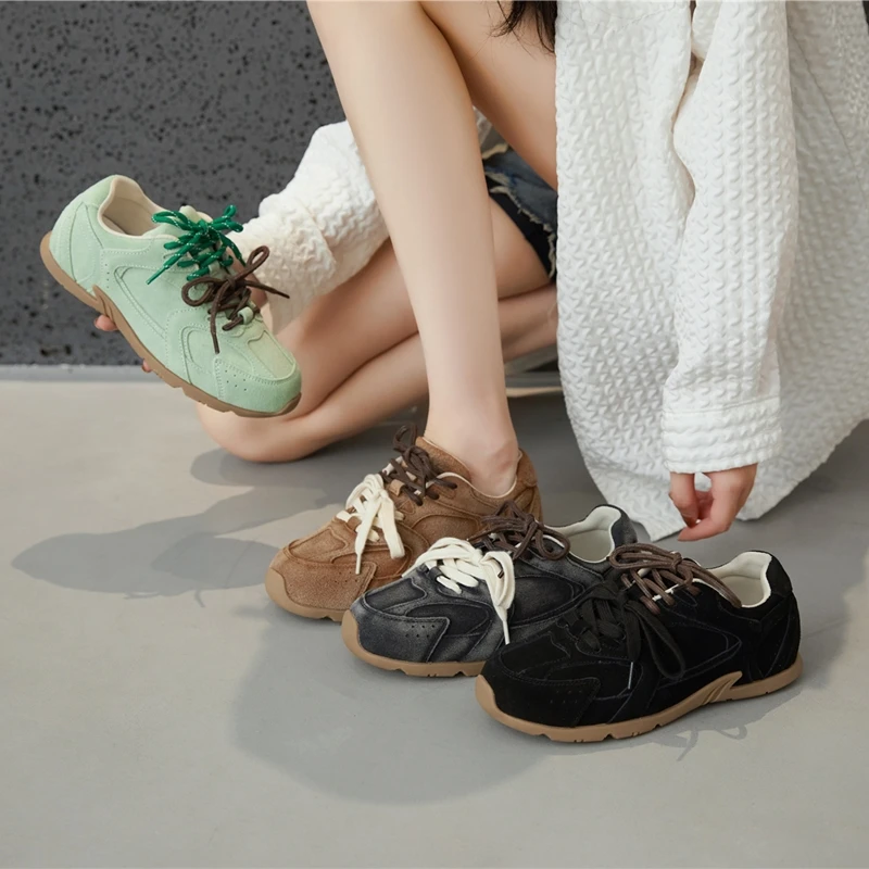 AIYUQI Women's Sneakers 2026 New Non-slip German Training Shoes For Women Flat Large-size Genuine Leather Running Female Shoes