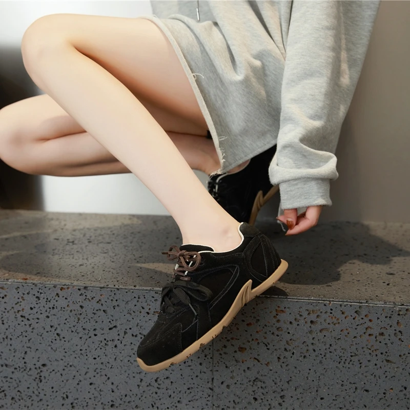 AIYUQI Women's Sneakers 2026 New Non-slip German Training Shoes For Women Flat Large-size Genuine Leather Running Female Shoes