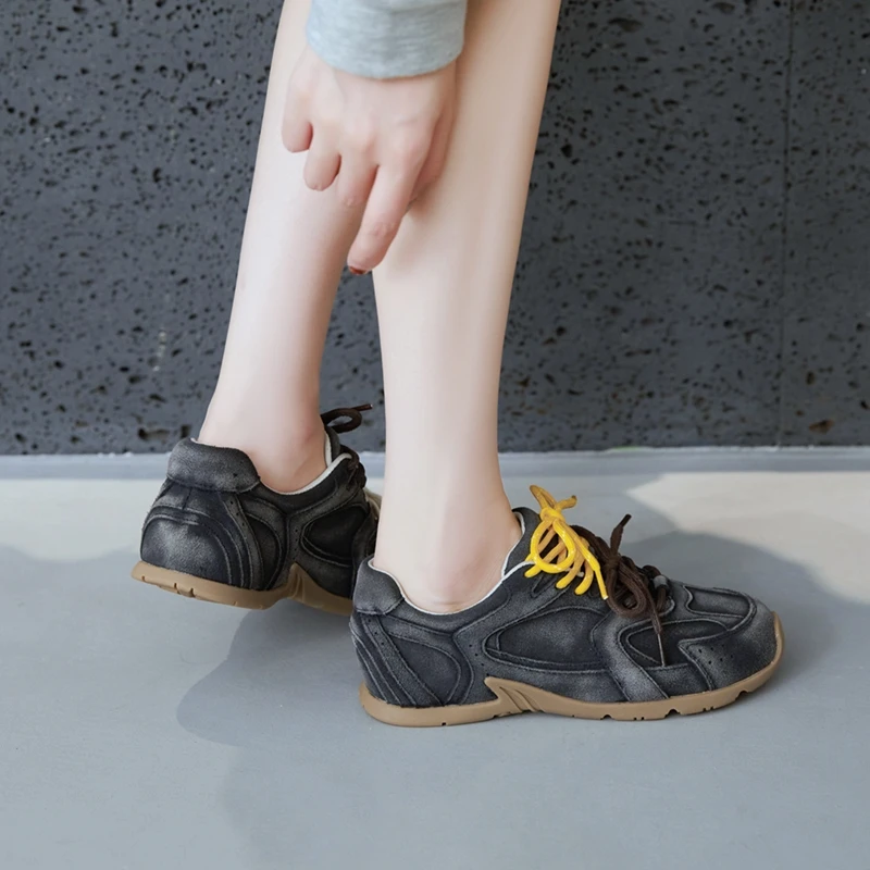 AIYUQI Women's Sneakers 2026 New Non-slip German Training Shoes For Women Flat Large-size Genuine Leather Running Female Shoes