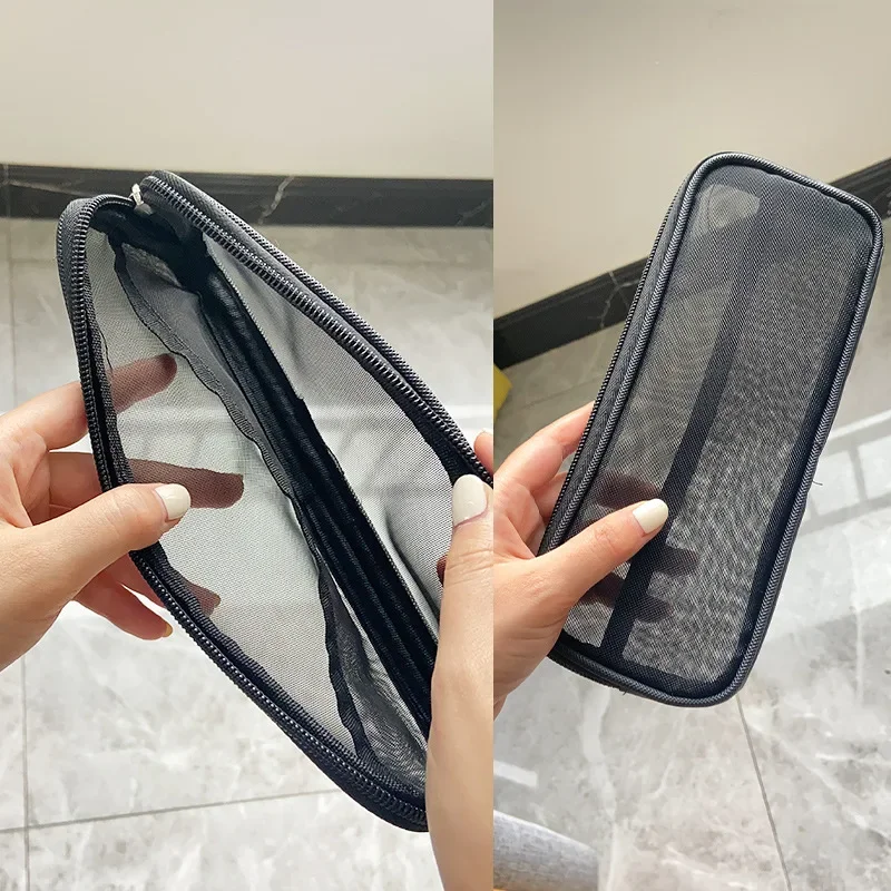 Outdoor beach bag nylon mesh cosmetic bag female makeup brush storage bag cosmetic bag mesh transparent breathable portable