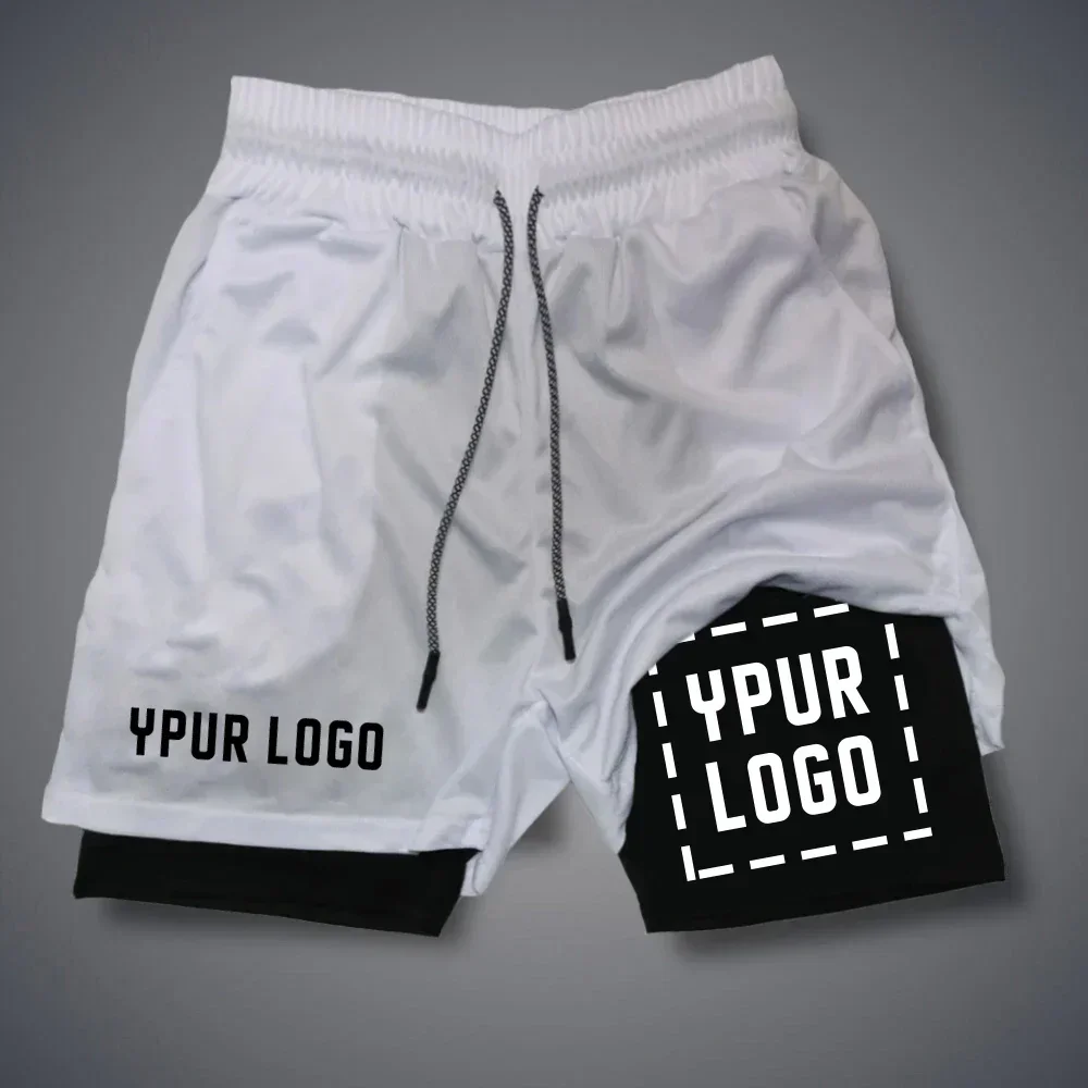 Custom Compression Shorts Men Gym Athletic Pants Your Logo Fitness Sportswear Personalized Double Layer Quick Dry Sports Shorts