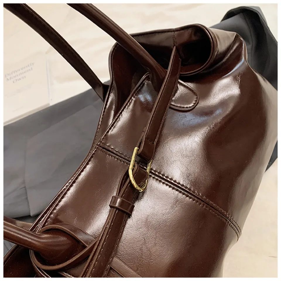 Oil PU Leather Hobo Handbag Slouchy Shoulder Bag Retro Top-Handle Bag Large Work Bags for Women Gilrls Tote Work Shopping Travel