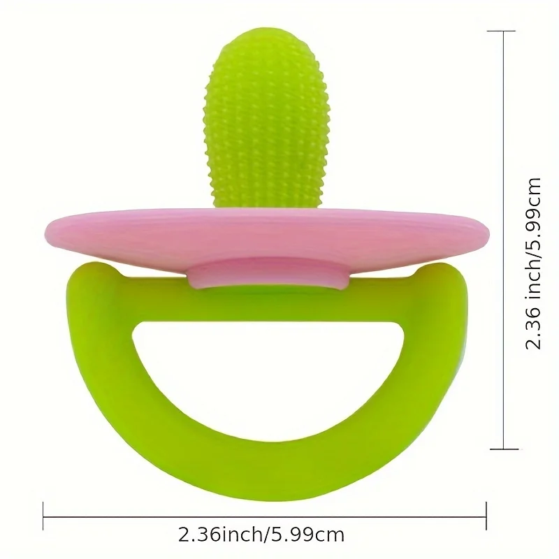 Silicone Teether Ring, Pacifier Type Teething Tool, Soft Molar Stick with Massage Dot