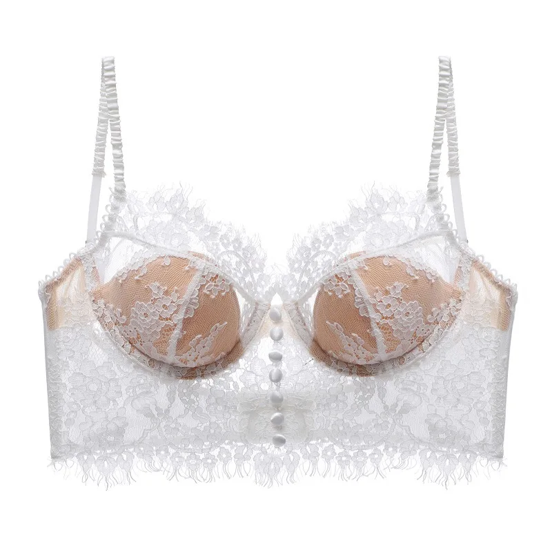Sexy Lace French New Strappy Bra, Backless Underwear, Women's Retro Thin Vest Bra