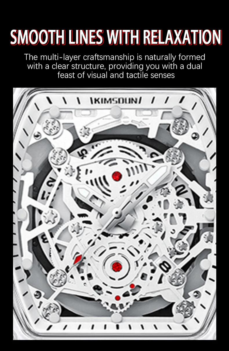 UTHAI BK134 Fashionable Men Watch Barrel Shaped Transparent Waterproof Quartz Watch Sports Clock Gift Watches for Man