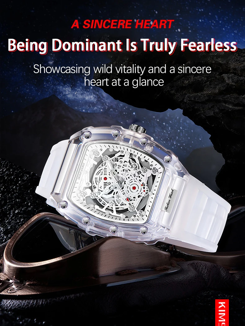UTHAI BK134 Fashionable Men Watch Barrel Shaped Transparent Waterproof Quartz Watch Sports Clock Gift Watches for Man