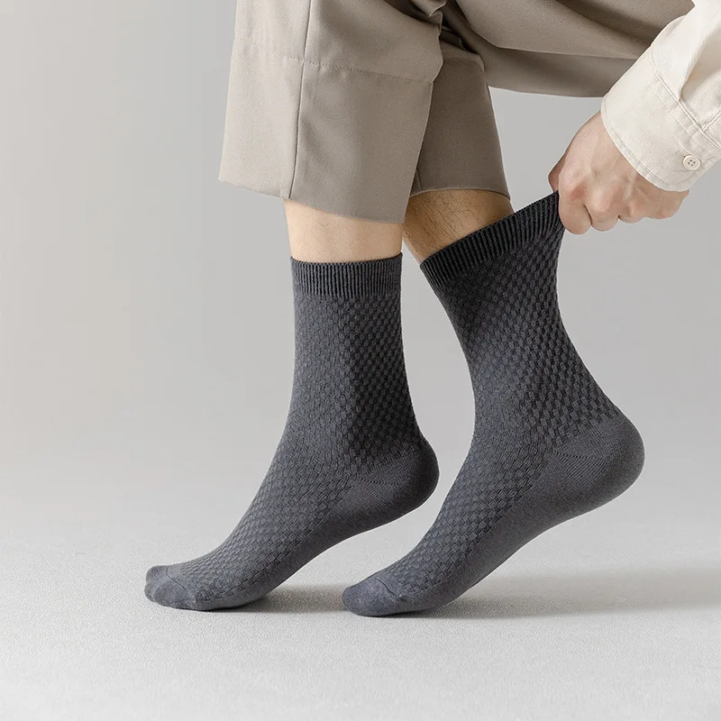 5 Pairs Men Bamboo Fiber Crew Socks Man High Quality Spring Autum Winter Business Breathable Male Dress Ankle Socks