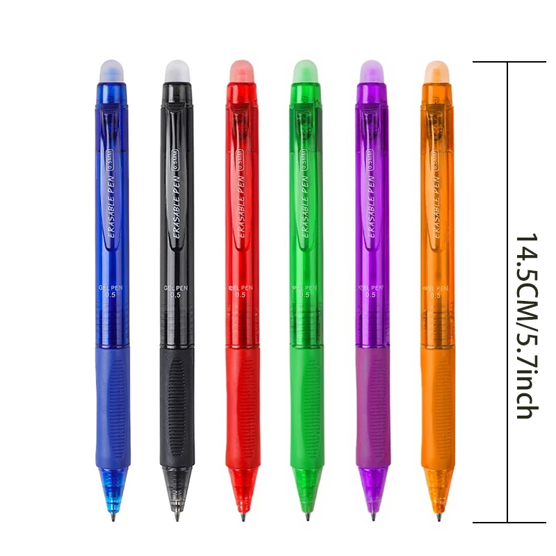 6pcs/set Retractable Erasable Gel Pen 0.5mm Multicolor Ink Magic Gel Pens Washable Handle School Office Writing Supplies